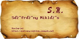Sáfrány Miklós névjegykártya
